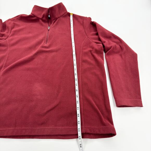 Lands’ End Women’s Fleece Pullover Size L/P 14-16 Burgundy Half Zip Warm Top - Picture 3 of 6